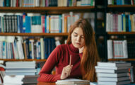 Student in the library